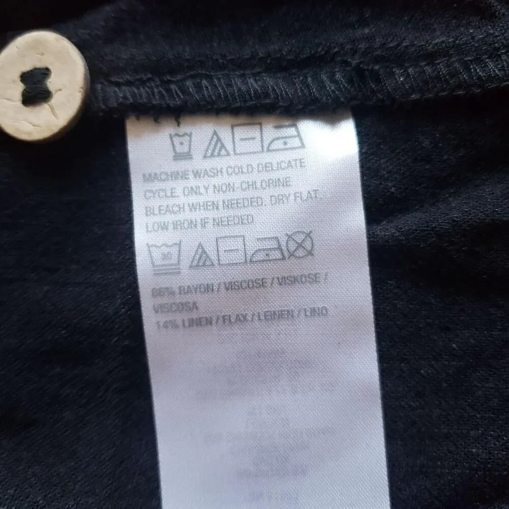 Susan Graver Pure Dress Womens Petite Large Black Linen Blend Tie Sleeve Midi - Picture 8 of 11